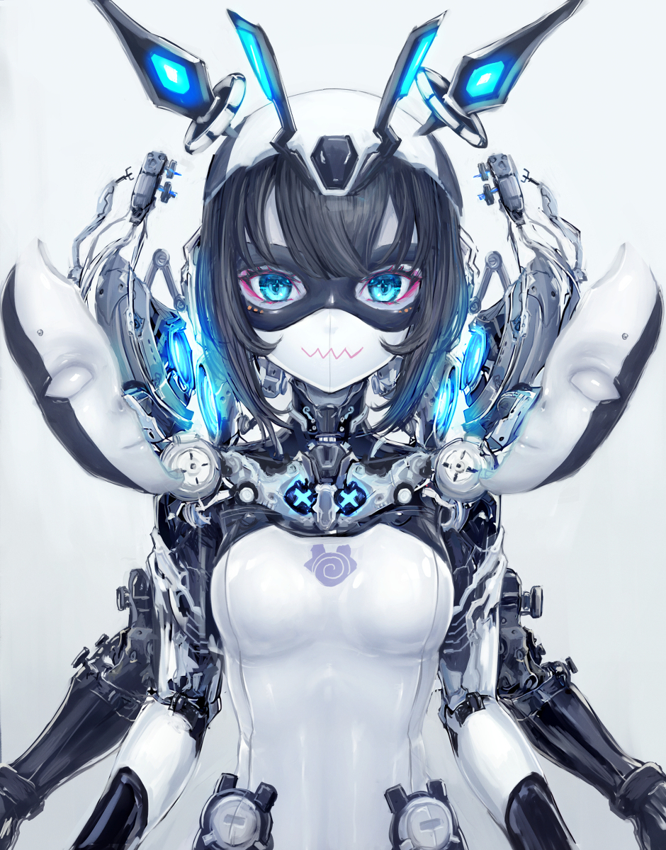 This is a pixiv picture whose title is マスクオフ中の未来のアンドロイドのコスプレをしている人.