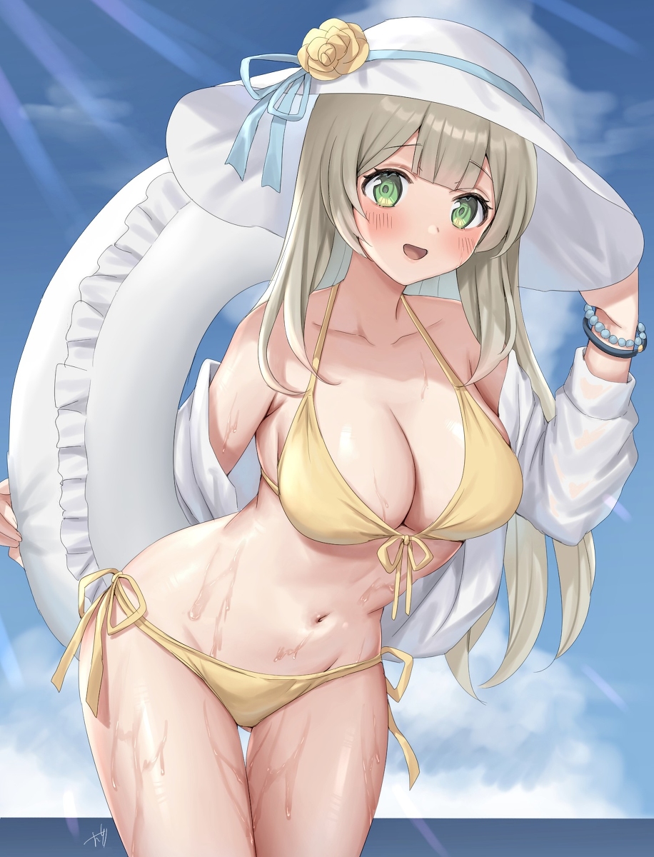 This is a pixiv picture whose title is 水着ﾉﾉﾐｯ….