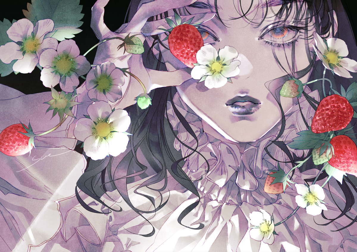 This is a pixiv picture whose title is 【花言葉シリーズ】苺.
