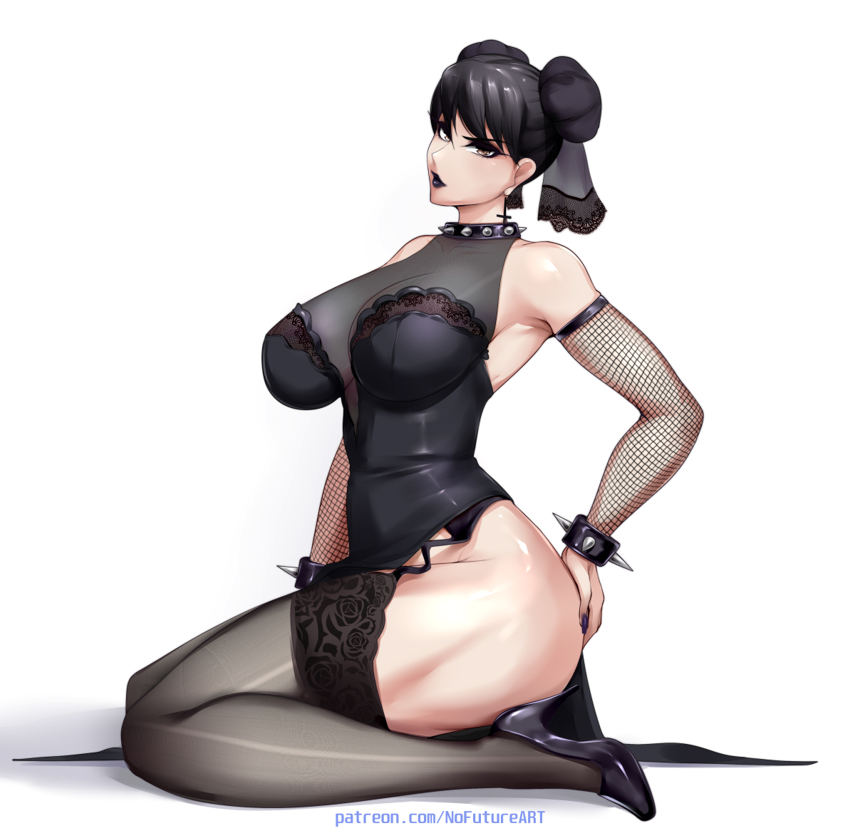 This is a pixiv picture whose title is Goth Chun-Li ストリートファイター.