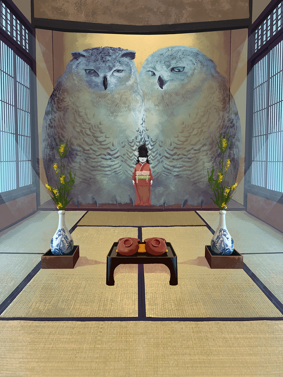 This is a pixiv picture whose title is 社務課管理物品「庇護を求める日本人形」.