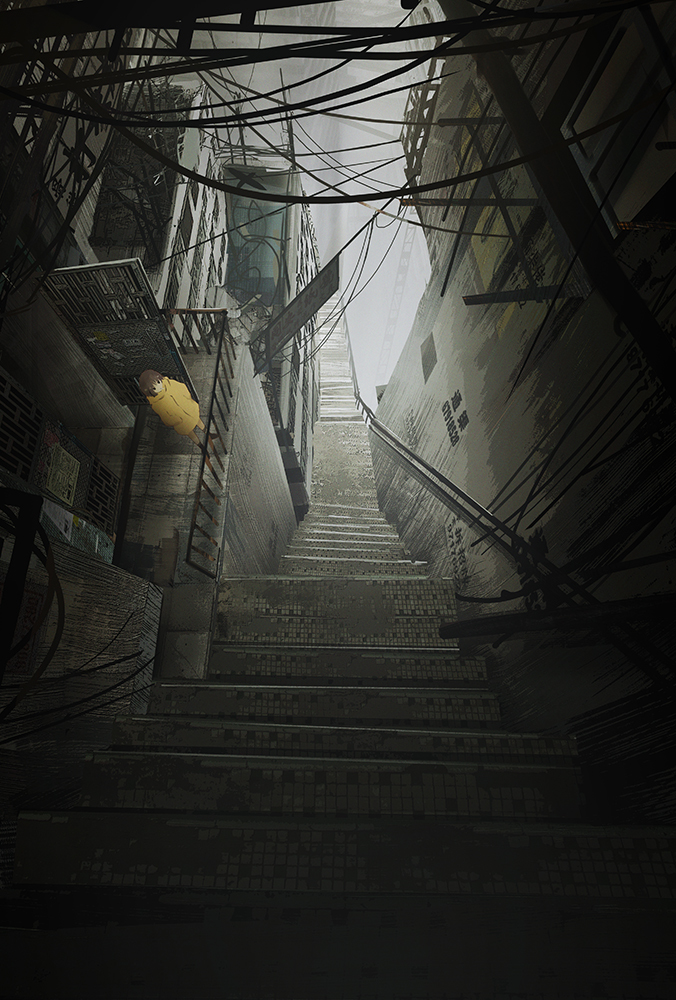 This is a pixiv picture whose title is 下への階段.