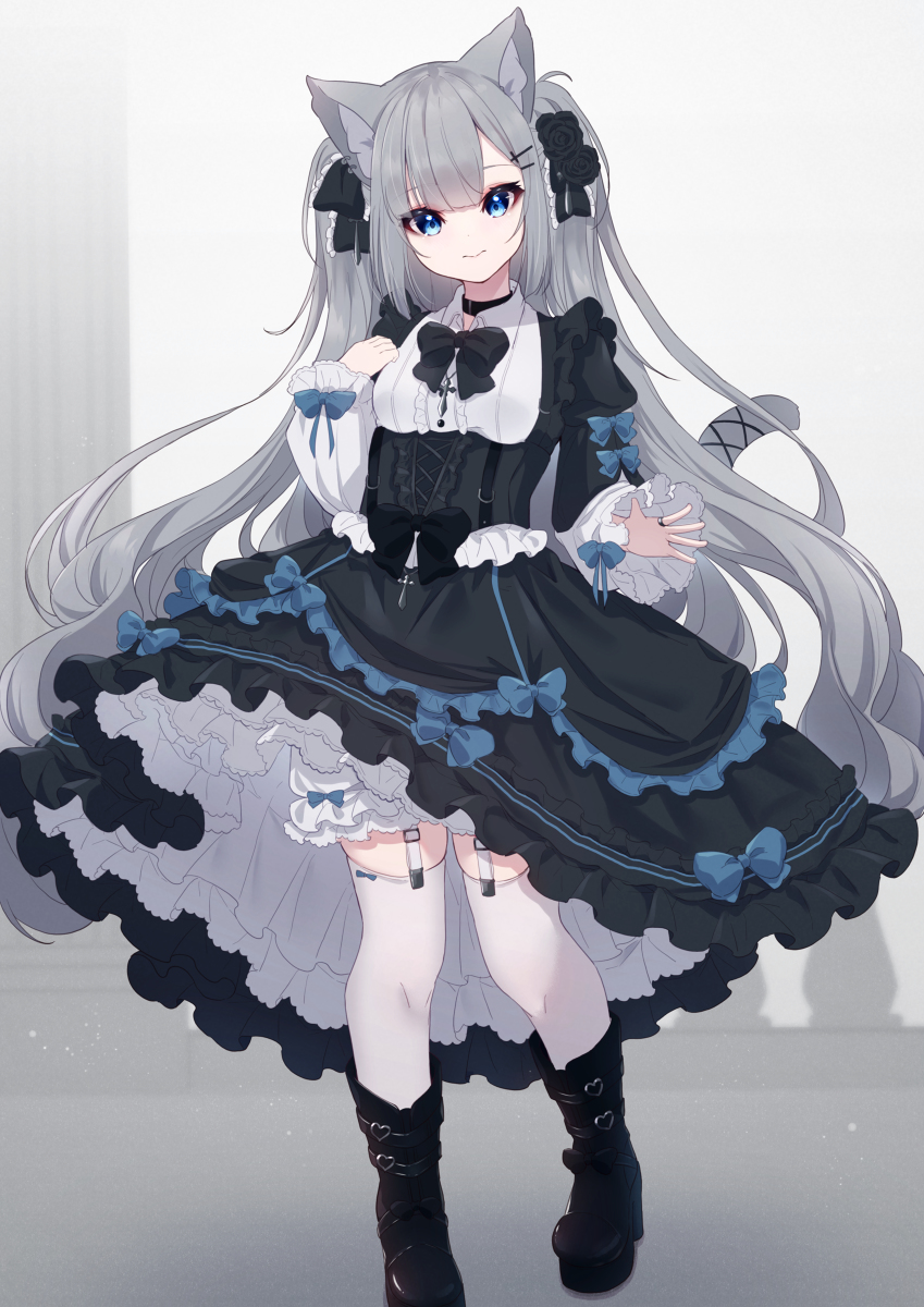 This is a pixiv picture whose title is ゴスロリねこちゃん.