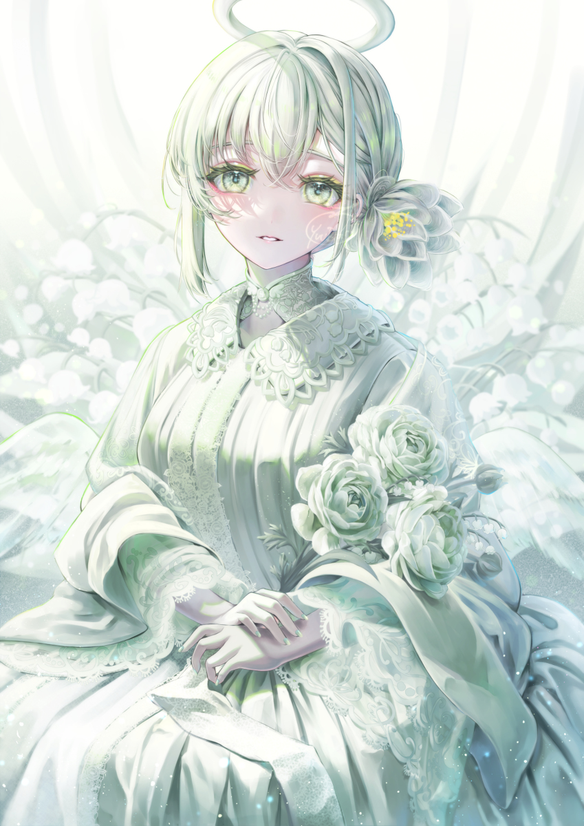 This is a pixiv picture whose title is 天使の肖像画.