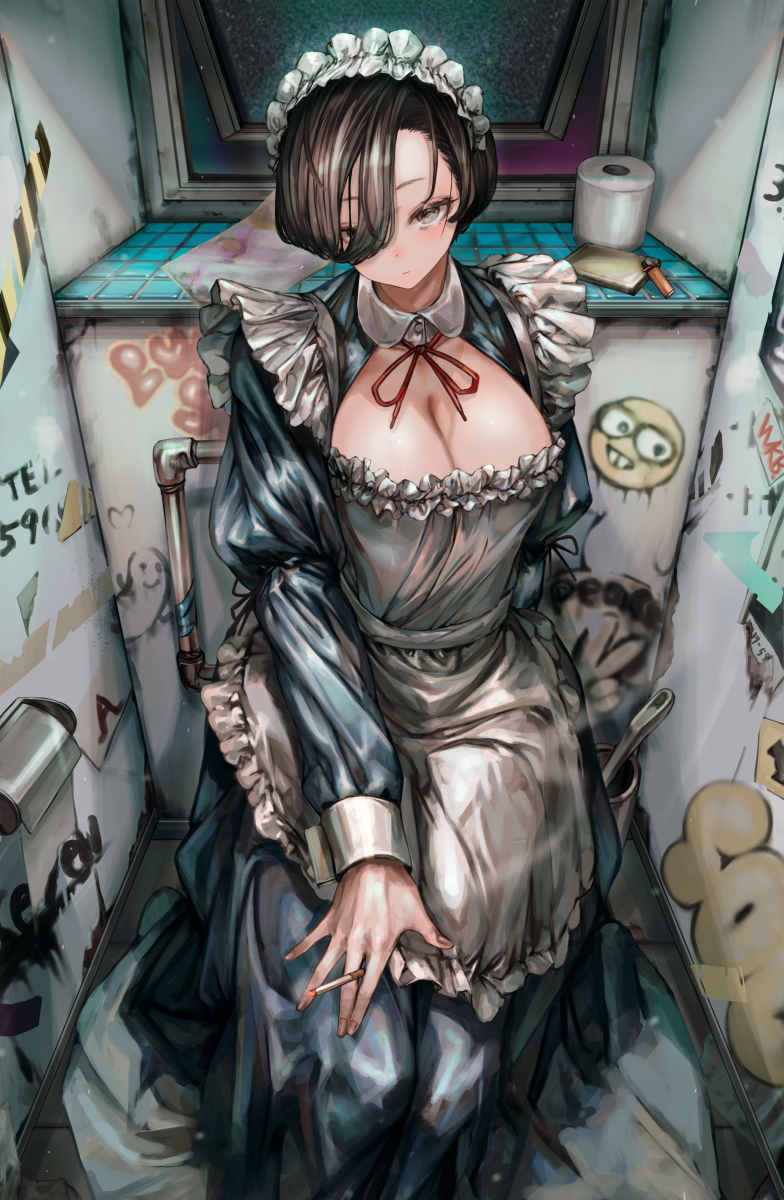 This is a pixiv picture whose title is ”20:18分　気温19度　■■駅東口店”.