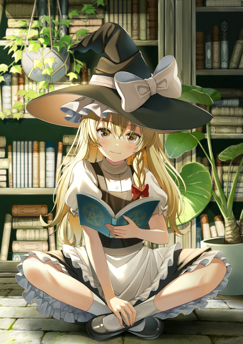 This is a pixiv picture whose title is 読書中.