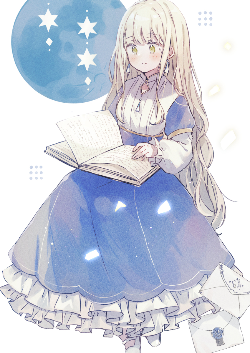 This is a pixiv picture whose title is 月明かりの読書.