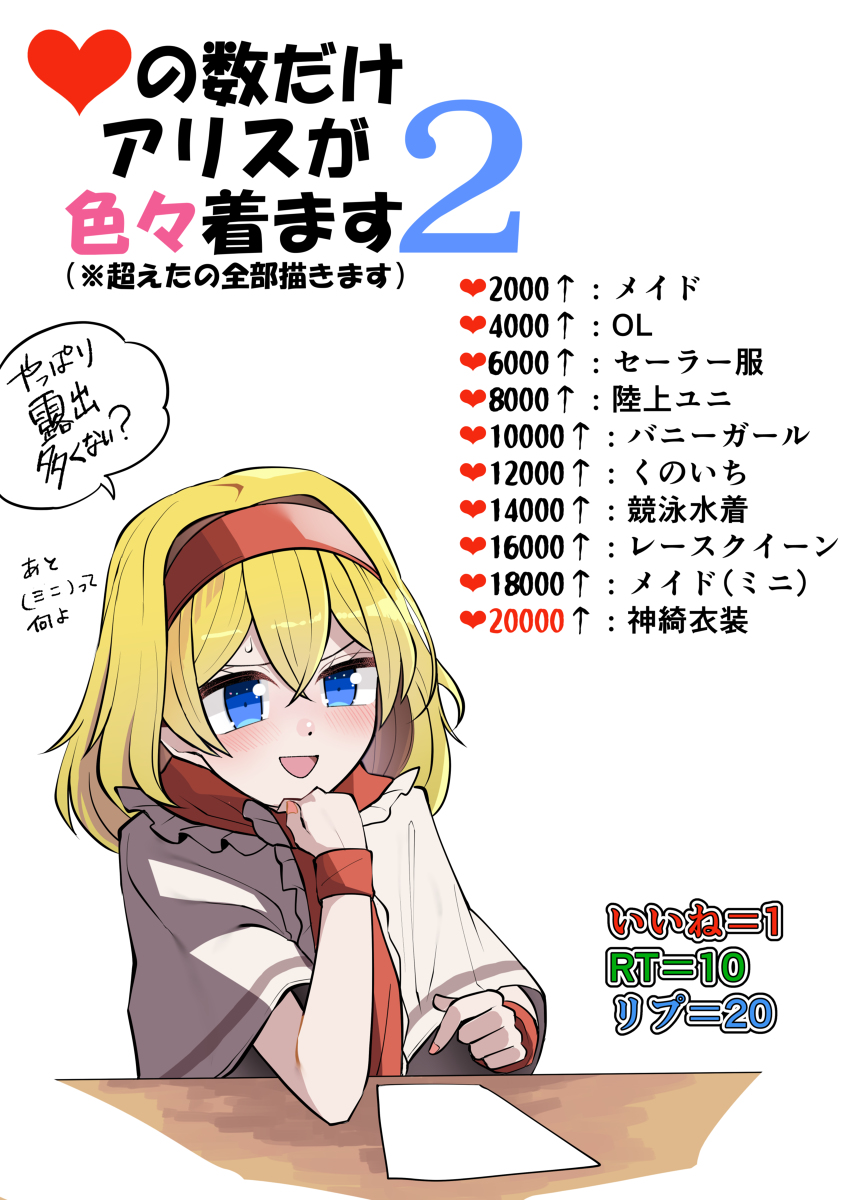This is a pixiv picture whose title is いいねの数だけアリスが色々着ます２　募集＆結果発表.