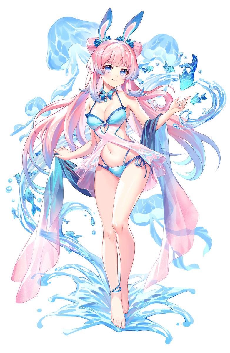 This is a pixiv picture whose title is 海のウサギ心海ちゃん.