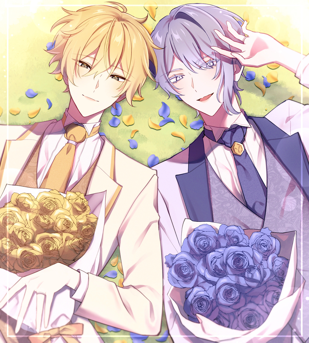 This is a pixiv picture whose title is 【創作BL】💛💙.