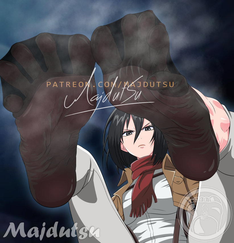 This is a pixiv picture whose title is Mikasa smelly Feet.