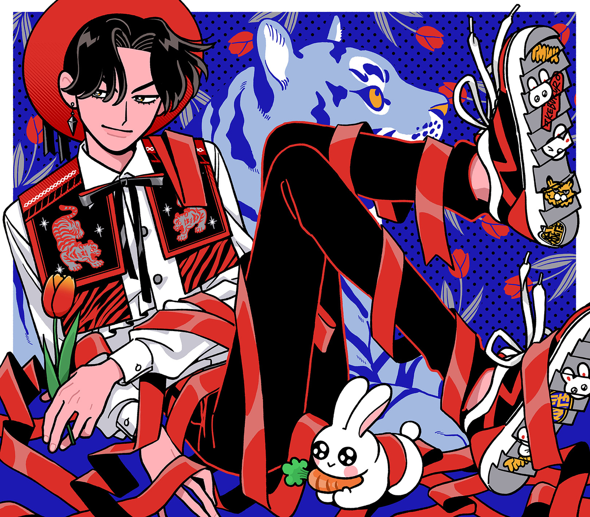 This is a pixiv picture whose title is 虎視.