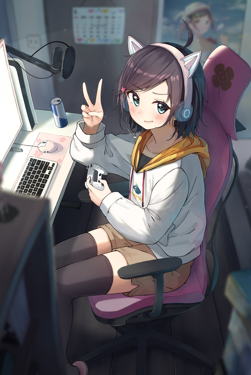 This is a pixiv picture whose title is 冴えないクラスメイトがゲーム実況者だった.