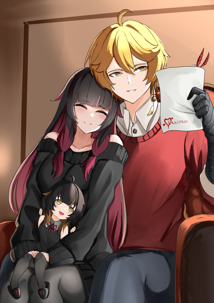 This is a pixiv picture whose title is Aether & Columbina.