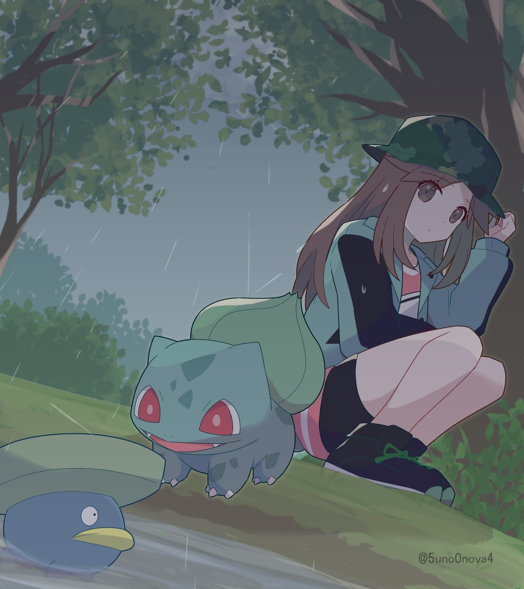 This is a pixiv picture whose title is 雨宿り.