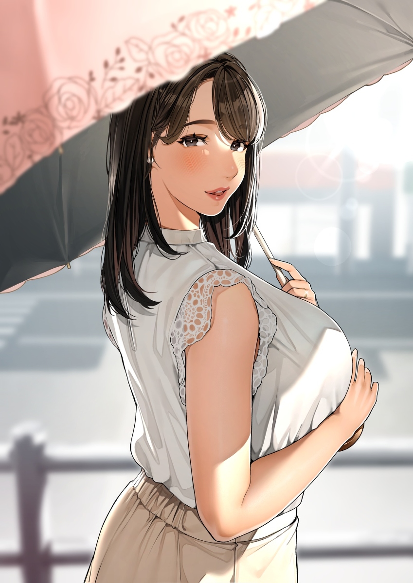 This is a pixiv picture whose title is 近所の人妻さん.