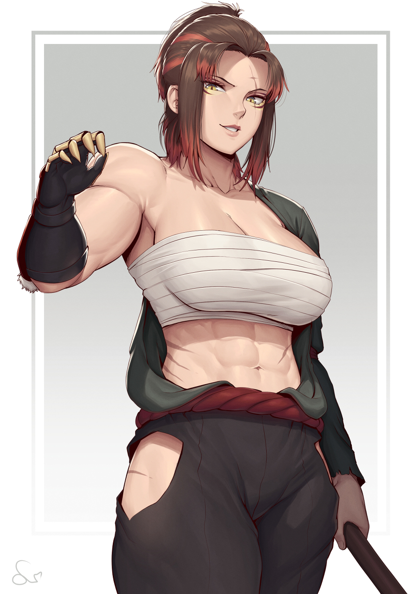 This is a pixiv picture whose title is Muscular warrior girl.