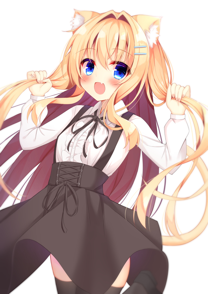 This is a pixiv picture whose title is 手ツインテ.
