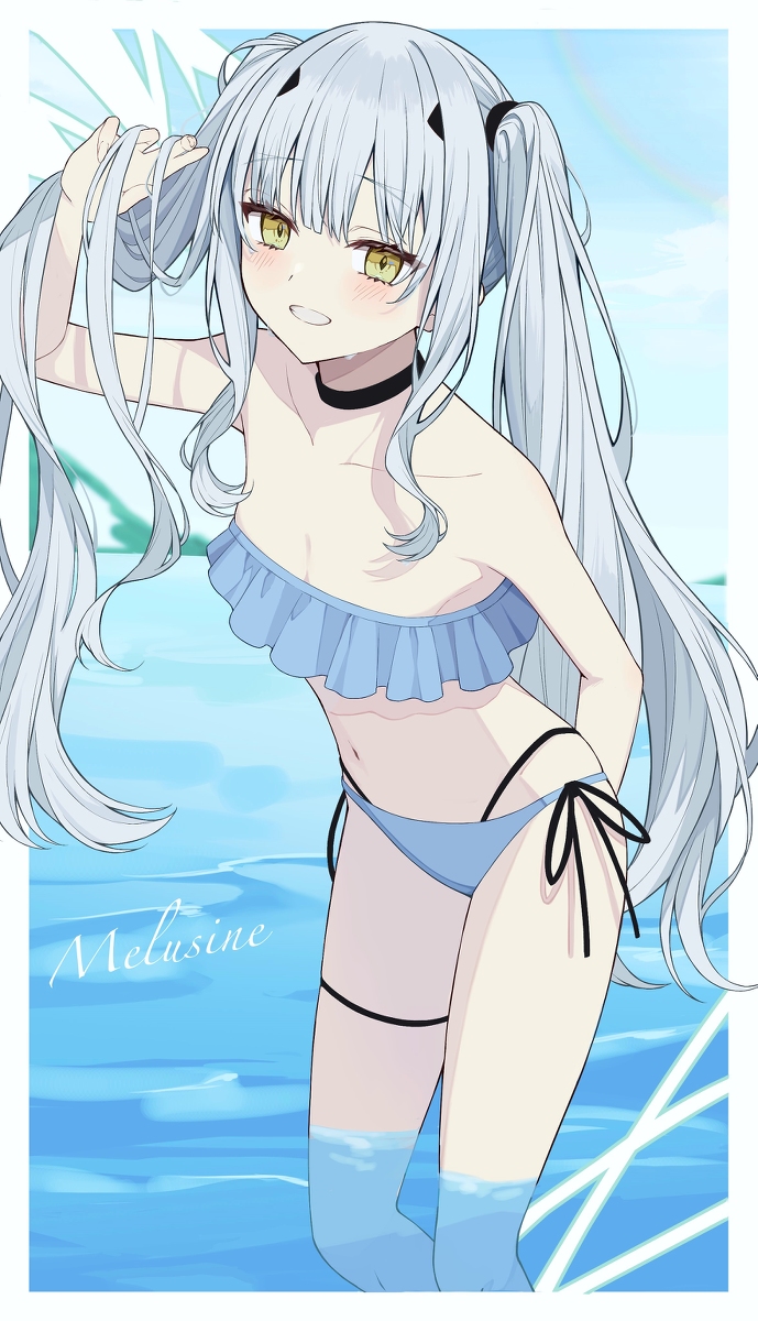 This is a pixiv picture whose title is ツインテ水着メリュジーヌ.