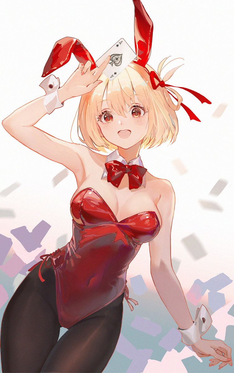 This is a pixiv picture whose title is 千束 bunny girl.