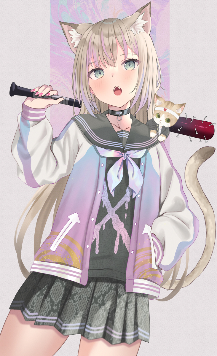 This is a pixiv picture whose title is ニャンキー参上！(猫のヤンキー).