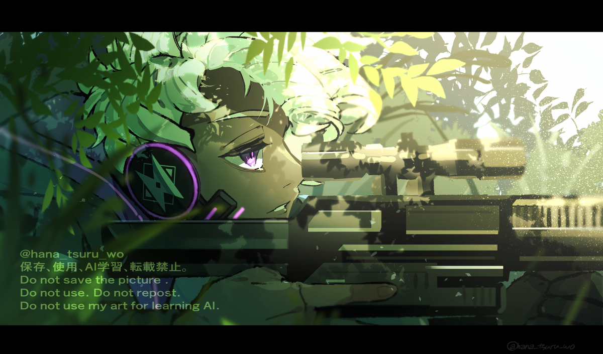 This is a pixiv picture whose title is 【skeb】スナイパーさん.