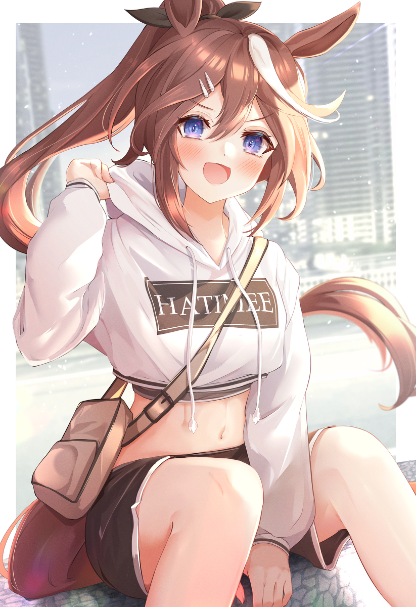 This is a pixiv picture whose title is へそ出しパーカー!.