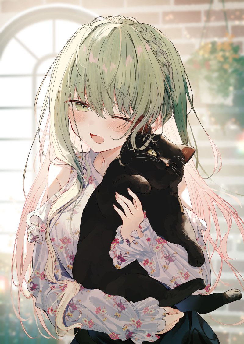 This is a pixiv picture whose title is 聖女様とねこ.