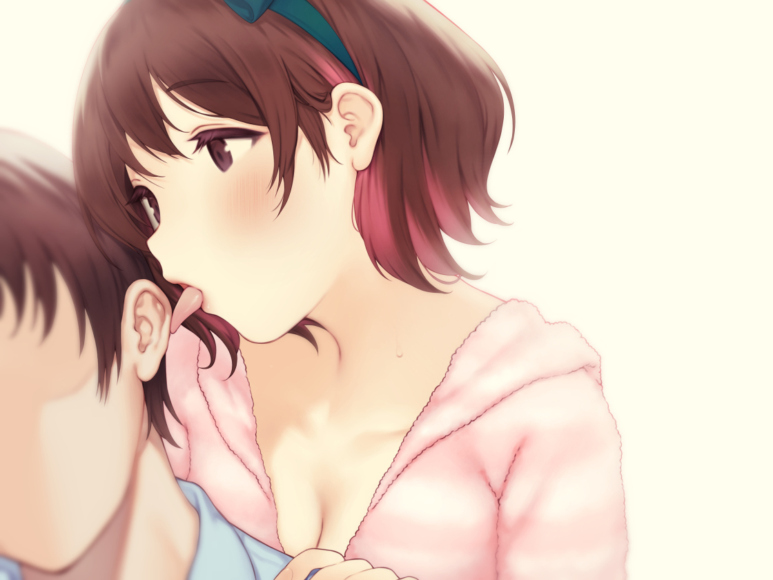 This is a pixiv picture whose title is 耳舐めが得意な女の子.