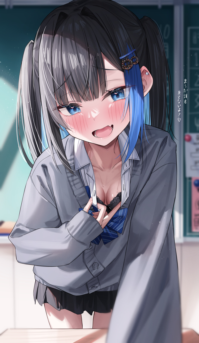 This is a pixiv picture whose title is 朝の教室.