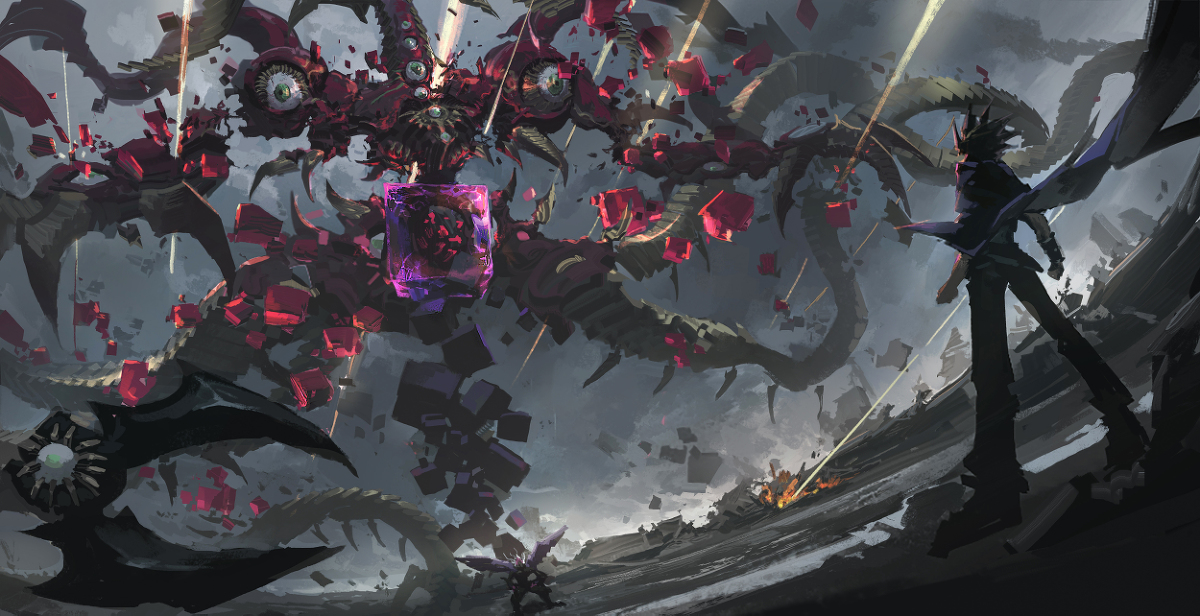 This is a pixiv picture whose title is 【板绘】游戏王·“次元之暗面”全体起立！参见吾王.