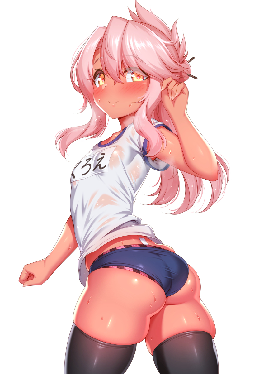 This is a pixiv picture whose title is ぴちぴちブルマでパンツはみ出しちゃう体操服クロエちゃん.