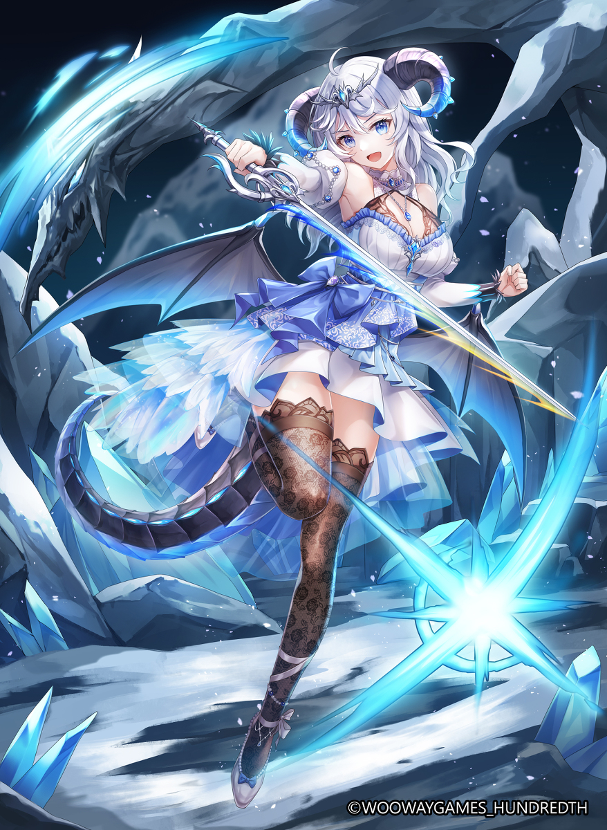 This is a pixiv picture whose title is 【仕事絵】百分之一「氷元素龍娘」.