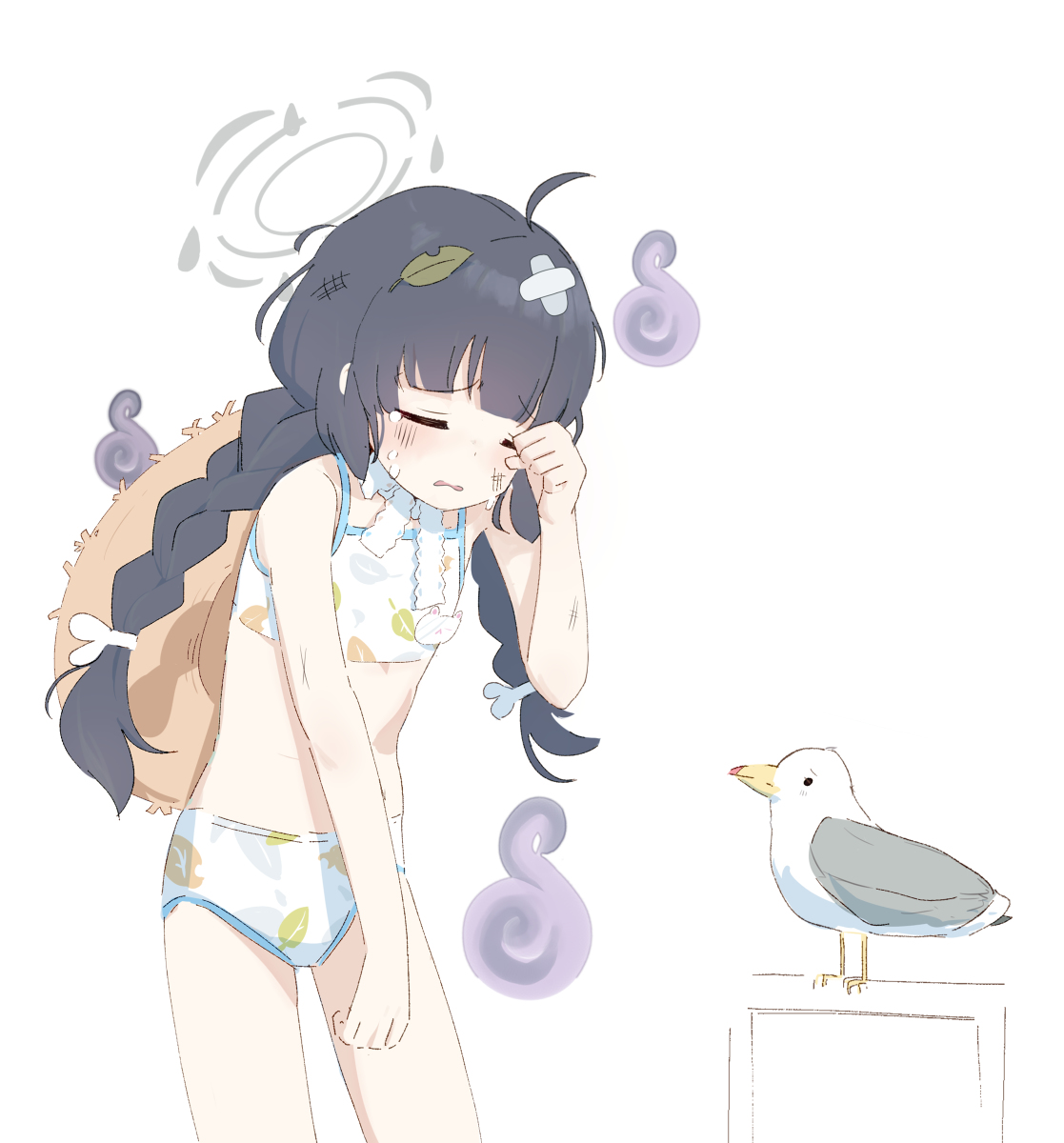 This is a pixiv picture whose title is 水着ミユとカモメ.