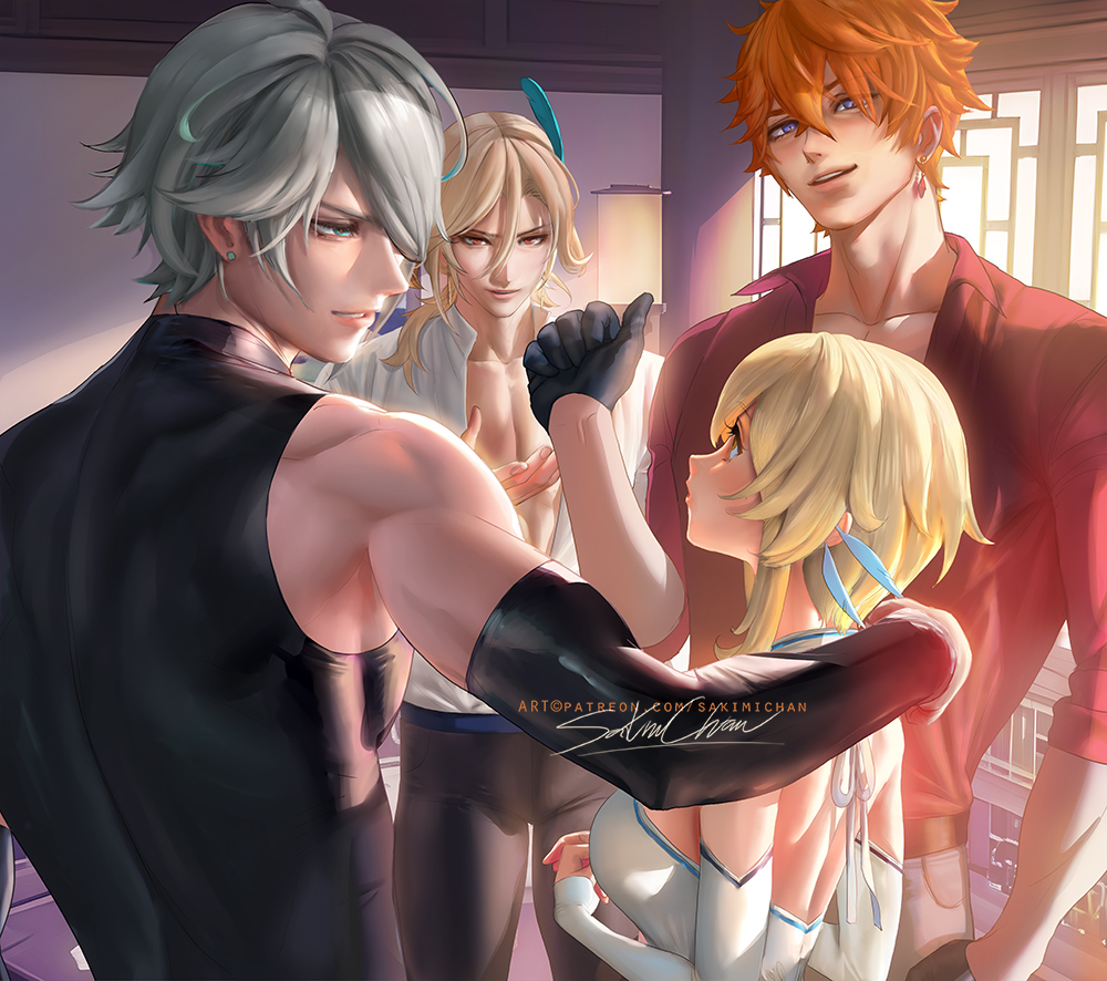 This is a pixiv picture whose title is 原神 蛍パーティ,乙女コミック pt1.