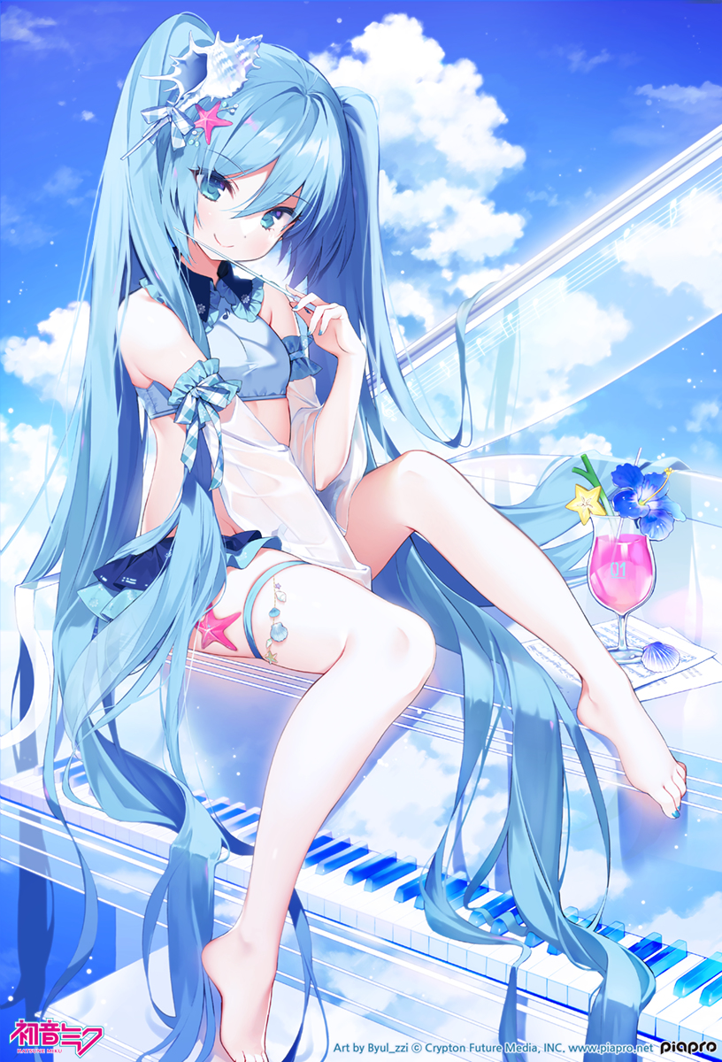 This is a pixiv picture whose title is 夏を奏でる.