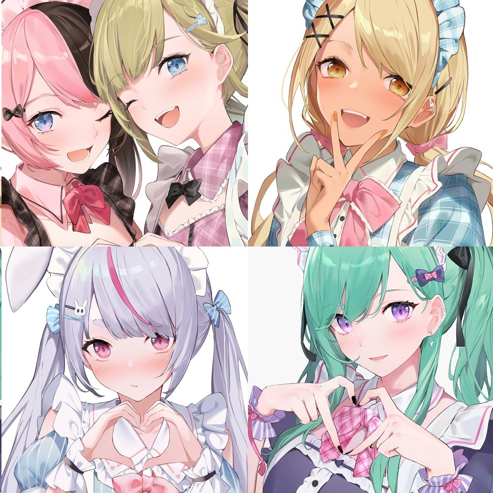 This is a pixiv picture whose title is ぶいすぽっ！メイド服まとめ.