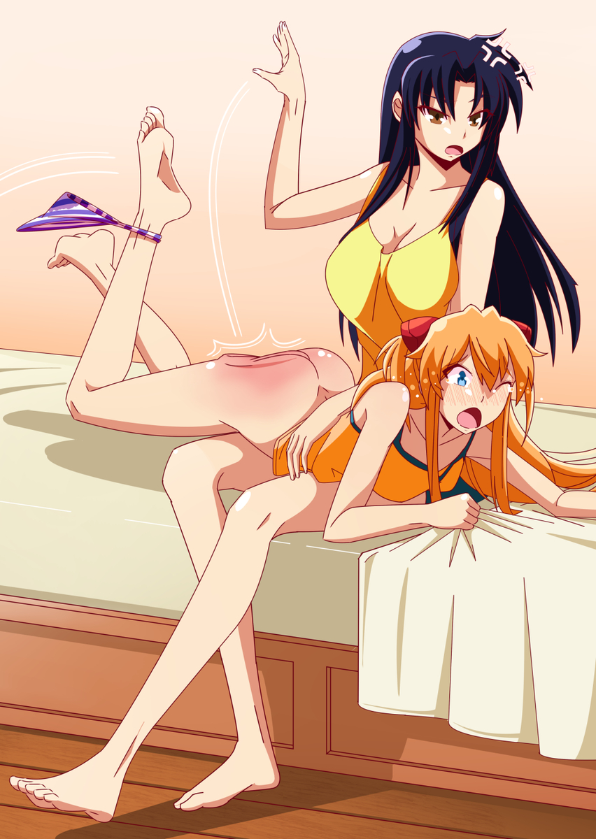 This is a pixiv picture whose title is Misato/Asuka.