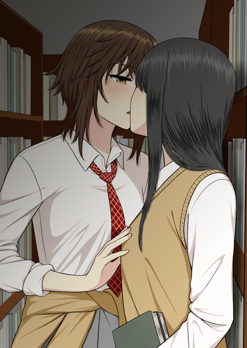 This is a pixiv picture whose title is 【創作百合】.