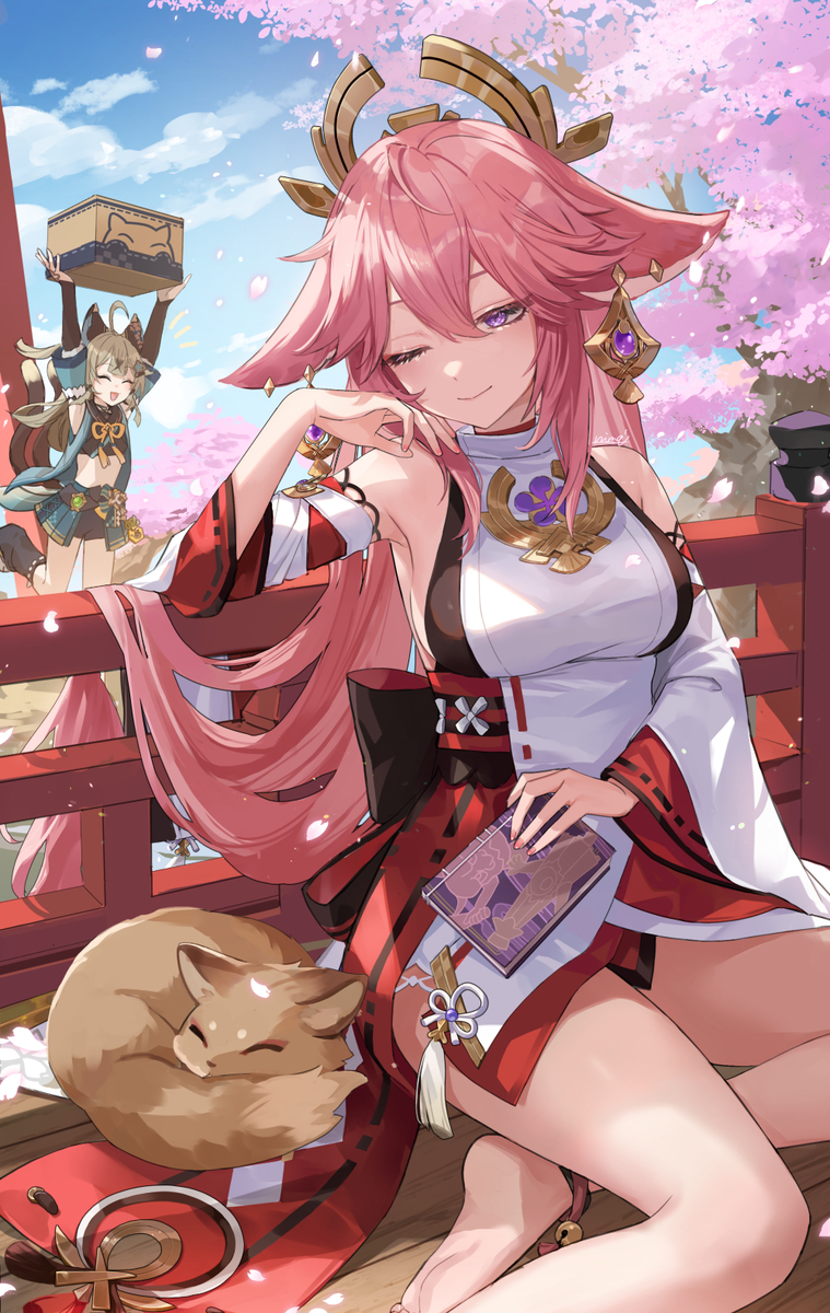 This is a pixiv picture whose title is 八重神子.