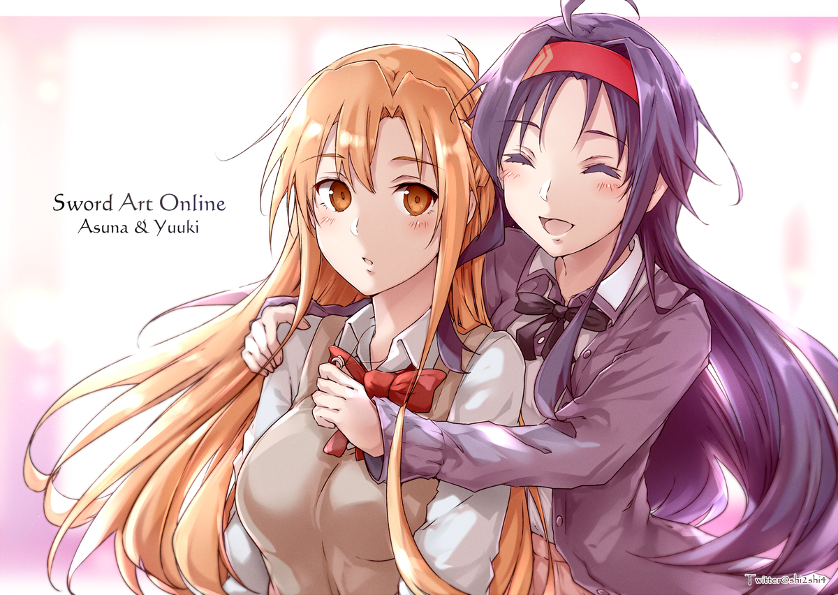 This is a pixiv picture whose title is 『ASUNA & YUUKI』.