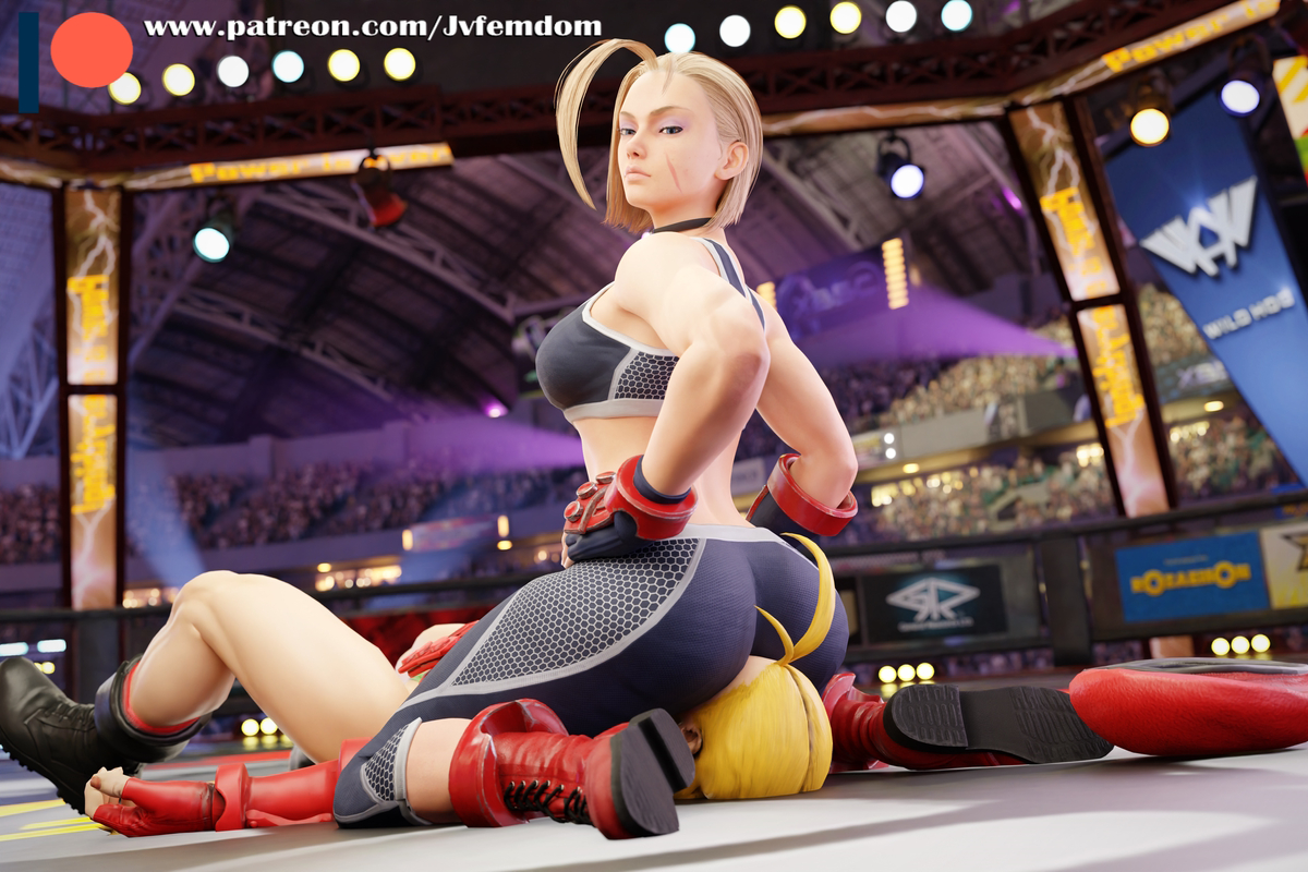 This is a pixiv picture whose title is "You're outdated"- Cammy facesit.