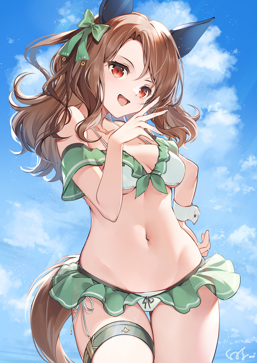 This is a pixiv picture whose title is 水着キングヘイロー.