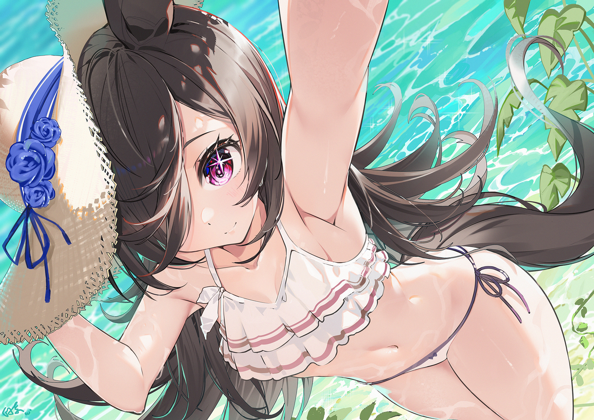 This is a pixiv picture whose title is 水着ライスシャワー.