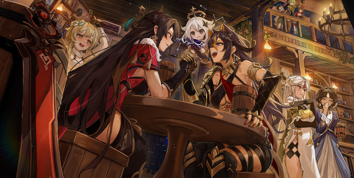 This is a pixiv picture whose title is arm wrestling.