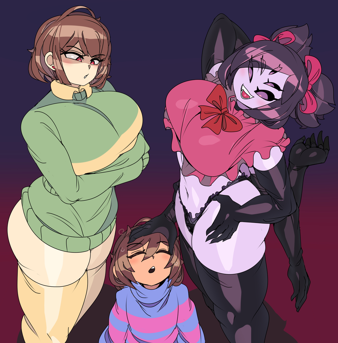 This is a pixiv picture whose title is Chara & Muffet.