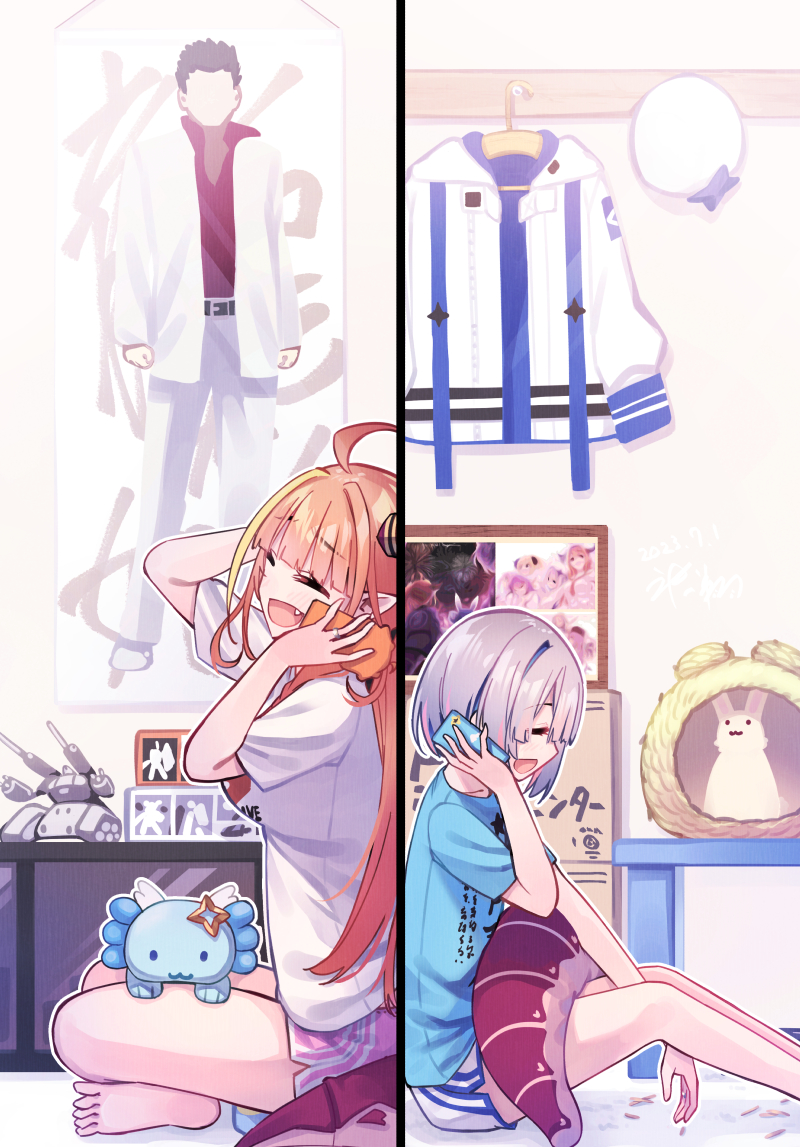 This is a pixiv picture whose title is 遠く離れても　二人.