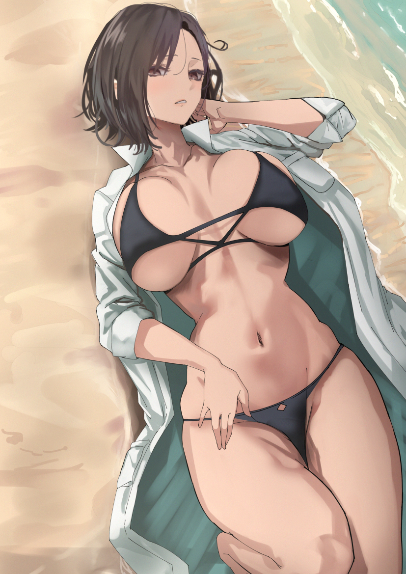 This is a pixiv picture whose title is 横に広がる乳.