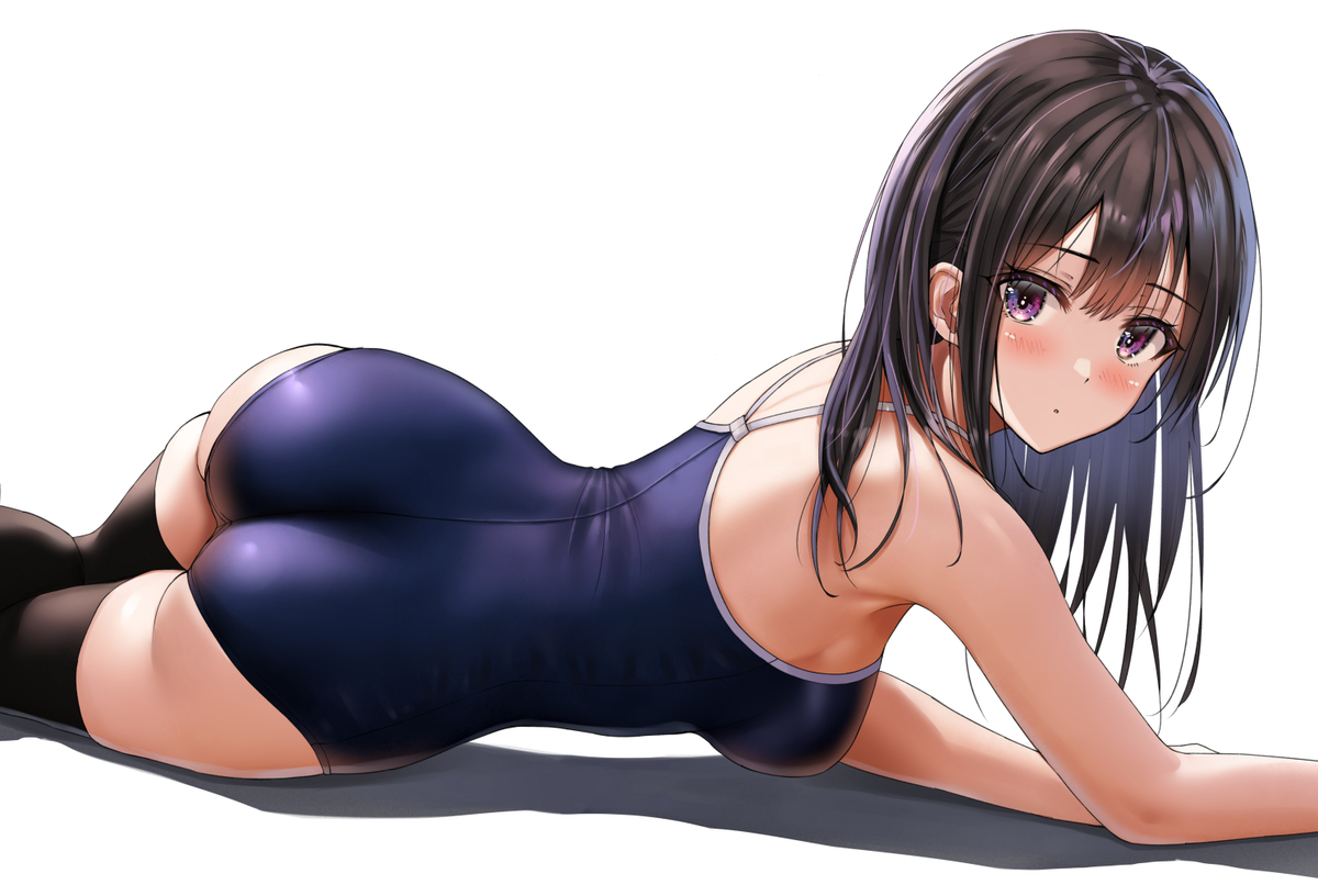 This is a pixiv picture whose title is スク水寝ころび.