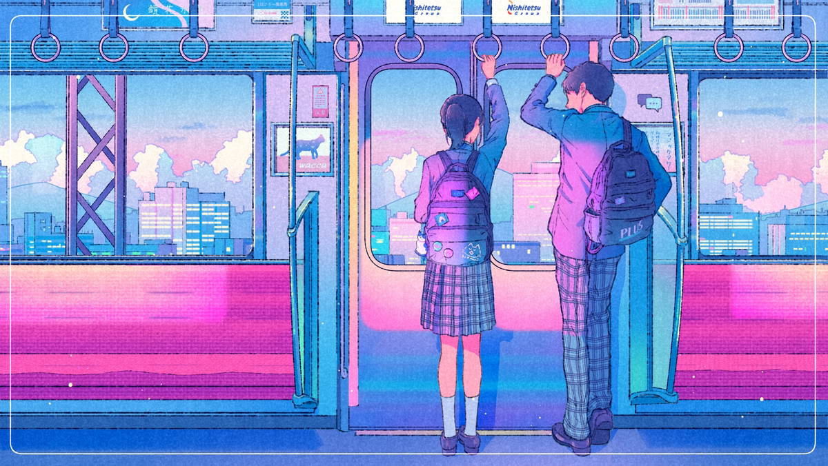 This is a pixiv picture whose title is 電車.